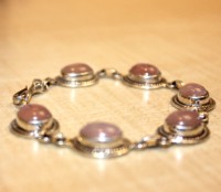 Bracelet en argent sterling 925 avec quartz rose, perles ovales en cristal, fait main, style bohème classique, bijoux artisanaux, cadeau pour femme