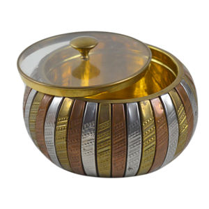 Decor Solid Metal Design Candy Pot Freshly Multiple Colored Finishing Design <b>Cookies</b> Storage <b>Jar</b> Dry Fruits Rounded Pot - Product Image 5