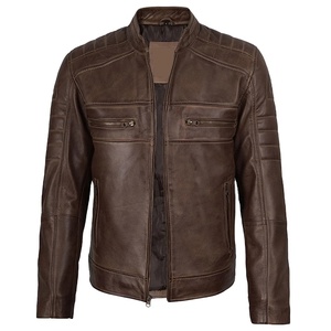 2026 OEM Best Trending Genuine Distressed Brown Cowhide Leather Jacket For Men's 100%High Quality Low MOQ Winter Fashion Jackets - Product Image 1