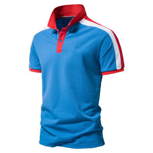 Bleu foncé décontracté à manches courtes pour hommes pour Polo T-Shirt 100% coton motif solide conception d'impression unie Logo personnalisé broderie haute - Product Image 2