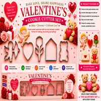 Ensemble de découpoirs à biscuits pour la Saint-Valentin en acier inoxydable, moules romantiques pour biscuits en fondant et en sucre