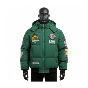แจ็กเก็ตขนเป็ดผ้าไนลอนโพลีเอสเตอร์300GSM แบบพรีเมียมเสื้อแจ็คเก็ตขนเป็ดดีไซน์โลโก้สีเขียวสำหรับผู้ชาย - Product Image 1