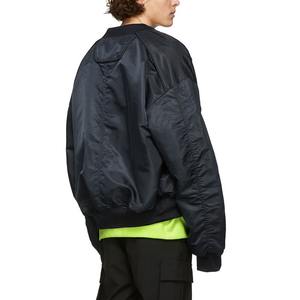 Streetwear personnalisé pour hommes blouson bombardier noir polyester tissu Satin surdimensionné épais vêtements d'extérieur décontractés veste classique formelle - Product Image 3