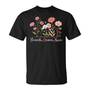 T-shirt Vintage Floreale Botanico Flourish Dream Thrive con Stampa di Fiori Elegante e Promozionale - Product Image 1