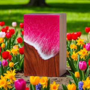 โกศเผาไม้และเรซินทำด้วยมือสีชมพูขี้เถ้ากล่องของชำร่วยสำหรับผู้ใหญ่ - Product Image 3