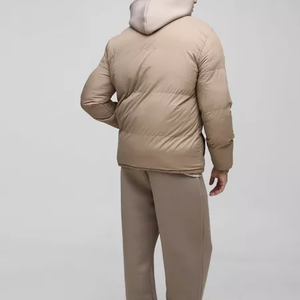 New Design Custom Made Winter <b>Warm</b> Hooded Quilted Puffer Jacket Men Breathable <b>Waterproof</b> Canvas Stand Collar Front Logo - Product Image 3