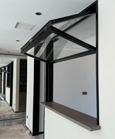 Ventana Plegable de Aluminio, Ventanas de Vidrio Plegables Verticales Americanas, Ventana Plegable con Rejilla Enrollable para Bares, Cafeterías