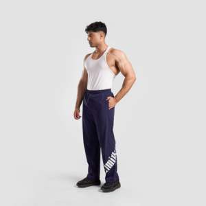 Pantalones Deportivos Azul Marino Talla XL, Cintura Alta, Felpa Francesa con Cremalleras, Franja Lateral con Patrón Tejido, para Invierno, Material de Spandex de Color - Product Image 4