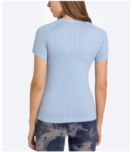 OEM logotipo personalizado cortado mujeres Yoga Top sin costuras gimnasio entrenamiento deportes camiseta para mujeres - Product Image 5