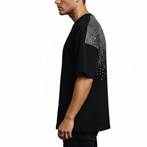 Camisetas de Hombre con Pedrería, Estilo Oversize, Nueva Colección, Servicio OEM, Camisetas de Hombre con Pedrería, Estilo Oversize, para Venta en Línea - Product Image 5