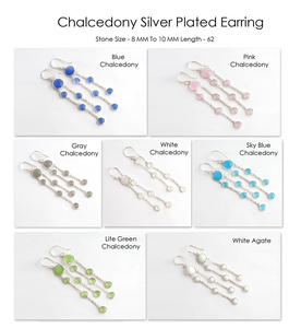 Boucles d'oreilles mode personnalisées pour femmes forme ronde agate blanche lustre design boucles d'oreilles argent plaqué goutte boucle d'oreille lunette - Product Image 2