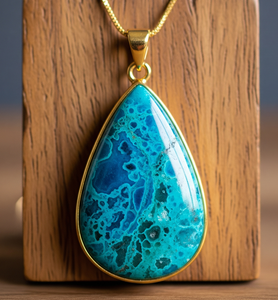 จี้ห้อยคริสโซโคล่าธรรมชาติสไตล์โบฮีเมียนใส่ได้ทุกวันมีโซ่สีเงินสเตอร์ลิง925จี้แฟชั่นเพื่อการรักษา - Product Image 6