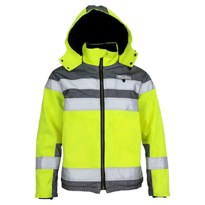 Chaqueta de Invierno Personalizada de Alta Visibilidad con Cremallera, Reflectante, de Seguridad, para Hombre, con Cuello Alto de Lona, Impermeable, de Manga Larga, Tipo Bomber - Product Image 4