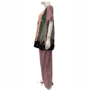 Pijama de rayón con estampado Floral para mujer, ropa de dormir de manga corta, pantalones largos, camisones suaves hasta la rodilla para uso diario para el verano - Product Image 3