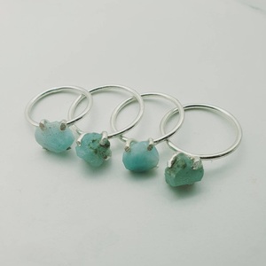 Silver Plated Christian Minimalist Zircon <b>Ring</b> with Natural Rough Cut Gemstone Fashionable <b>Crystal</b> Jewelry for Unisex Gift - Product Image 2