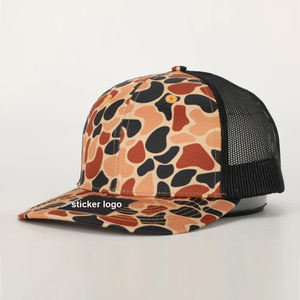 Logotipo personalizado Marrón Camo Trucker Sombreros 6-Panel de ala curva Malla transpirable Snapback Gorra de Béisbol 2017 - Product Image 3