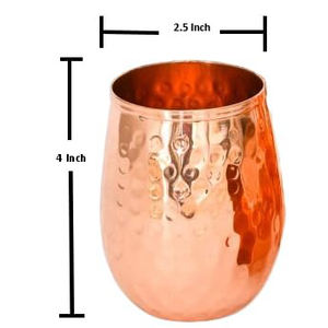 Gobelet design martelé de taille personnalisée, poli et brillant, avantages pour la santé, récipient en cuivre, verres en cuivre anti-fuite - Product Image 6