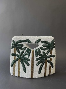 กระเป๋าผ้าคอตตอนประดับลูกปัดทำด้วยมืองานตามสั่งกระเป๋าไข่มุกประดับมุกลายไหล่สำหรับผู้หญิงกระเป๋าคลัทช์ออกงานกลางคืน - Product Image 5