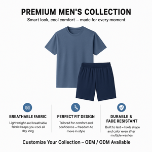 Camiseta y Pantalones Cortos de Algodón para Hombre, Talla Grande, con Estampado Térmico Ligero, Tejido Transpirable de Secado Rápido para Uso Casual al Aire Libre en Otoño - Product Image 6