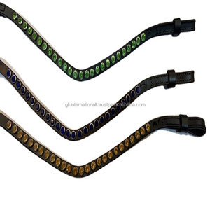 Bande de sourcils de cheval en cuir en forme de vague noire, décorée avec des cristaux ronds de marque, strass, bande de sourcils personnalisée, dernière tendance - Product Image 1