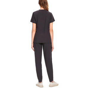 Conjuntos de uniformes médicos tejidos mujeres Trabajo moda Jogger verano Hospital uniformes conjuntos, cuello alto, manga corta - Product Image 3