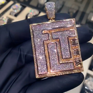 Bijoux rappeur en argent sterling 925 avec pendentif et chaîne à breloques en moissanite blanche glacée Bijoux fins avec diamant blanc et style glacé - Product Image 5