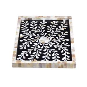 Ensemble de plateaux à thé décoratifs de luxe en nacre noire pour le Ramadan, pour servir thé, chocolat, desserts, en-cas, vente en gros - Product Image 2