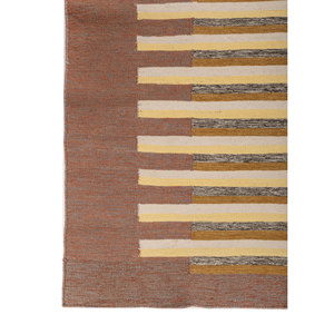 Alfombra Rectangular de Lana Hecha a Mano Indusbar, Diseño Abstracto a Rayas Rojo Naranja, para Entrada del Hogar -ADWL-13019, 9x12 - Product Image 4