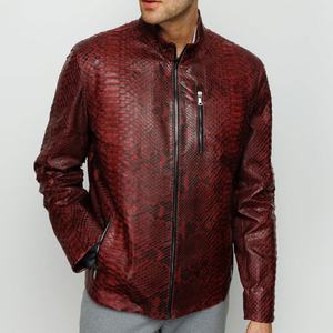 Nueva chaqueta de cuero en relieve de piel de oveja genuina roja para hombre, informal, de invierno, ODM, con cierre de cremallera, patrón de Animal, impermeable, ecológico - Product Image 2