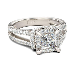 Jeulia <b>Split</b> Shank Princess Cut Sterling Silver Diamond <b>Ring</b> - Product Image 2