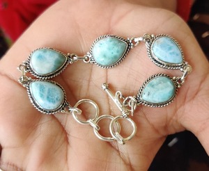 Trending 925 <b>Sterling</b> <b>Silver</b> Larimar Gemstone <b>Bracelet</b> Jewelry Handmade <b>Silver</b> Boho Style <b>Bracelet</b> Jewelry For <b>Women</b> Gift For - Product Image 3