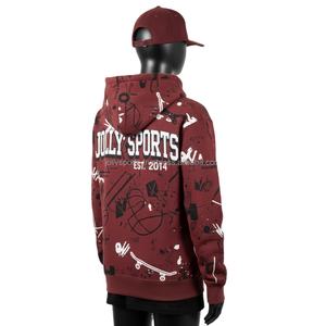 Sudadera con capucha y cremallera para mujer, algodón premium GSM, forro polar de poliéster, estampado gráfico color granate, logotipo personalizado, serigrafía, sudadera básica cálida con cremallera - Product Image 5