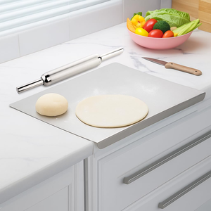 Planche à découper en acier inoxydable de qualité commerciale, double face, rectangulaire, pour fruits et légumes, préparation culinaire - Product Image 2