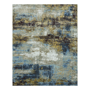 UVenuti พรมไหมพรมแบบถักมือลายนามธรรม, พรมถักไหมพรมขนสัตว์และผ้าไหมไม้ไผ่สีเทาและ Black-LRB-1550สำหรับใช้ในบ้าน - Product Image 1