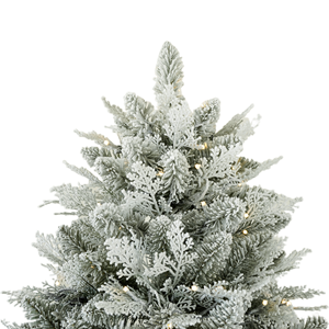 Nouveauté 2026 Arbre de Noël artificiel luxueux pré-éclairé à <span class=keywords><strong>LED</strong></span> de 7 pieds unique en fougère floquée pré-installée pour la décoration festive - Product Image 5