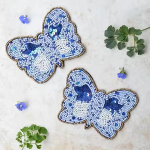 Sous-verre perlé en forme de papillon unique 5 pouces meilleure qualité supérieure verres décoration de Table sous-verres tapis tapis sous-verre perlé - Product Image 4