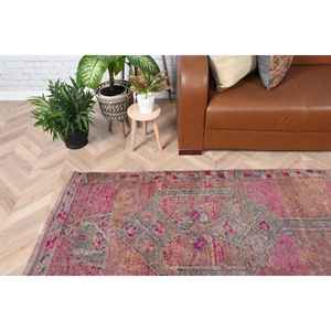 Alfombra Turca Vintage de 2.8x10.8 pies, Alfombra de Pasillo, Alfombra de Lana con Diseño Floral Rojo y Azul - Product Image 1