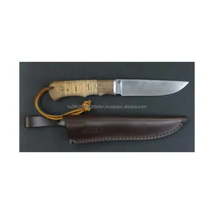 Forest knife "Lider" forged Damascus steel birch bark handle very strong and sharp hunting knife 10 year warranty