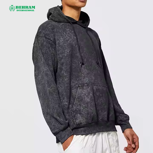 Vente en gros de sweat à capuche personnalisé lourd et délavé coton éponge français avec ficelle vêtements de rue pull Boxy sweat à capuche court pour hommes - Product Image 6