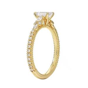 Bague solitaire Moissanite en argent sterling S925 pour le désherbage Bague en diamant Moissanite taille émeraude Placage Fiançailles - Product Image 2