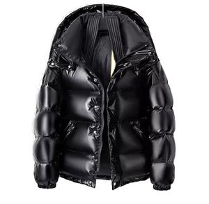 Vente en gros de doudoune d'hiver en satin avec logo personnalisé brillant premium doudounes grande taille veste chaude veste d'hiver hommes couleur unie hommes - Product Image 1