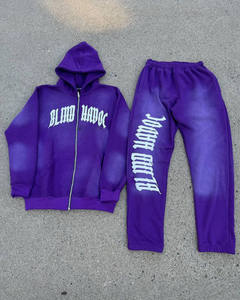 Chándal de invierno personalizado de la Hermandad griega, Sudadera con capucha de lana púrpura, conjunto de Jogger con cremallera, ropa de calle de moda con letras góticas, venta al por mayor - Product Image 1