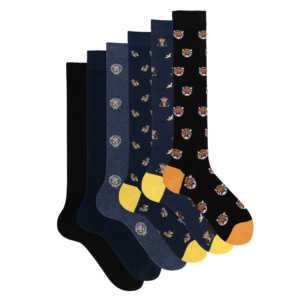 Calzini da uomo in cotone ed elastan, stile quotidiano, con fantasie animali, 6 paia in confezione regalo, taglia unica, invernali, con logo sul fondo. - Product Image 5