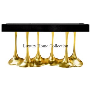 Maison Design Aspect attrayant Console et table d'appoint en métal Couleur or Matériau robuste de qualité supérieure Plaqué brillant Grande taille - Product Image 1