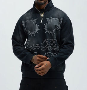 Sudadera con Capucha y Cierre de Cremallera al por Mayor, Gruesa, con Cierre Completo, Talla Grande, 500 GSM, Bordado 3D Personalizado, Unisex - Product Image 3