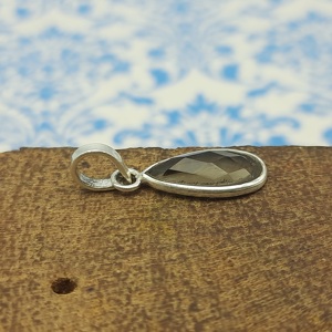 Plata de Ley 925, atractivo Colgante de Piedra ahumada facetada Natural, último diseño de joyería de moda de la India, Plata al por mayor - Product Image 5