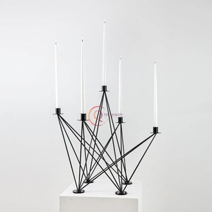 Candelabro de Metal de Color negro de aspecto impresionante, tarro de vela único, Decoración de mesa de gran tamaño de calidad de lujo, suministro de candelabros de 5 brazos - Product Image 5