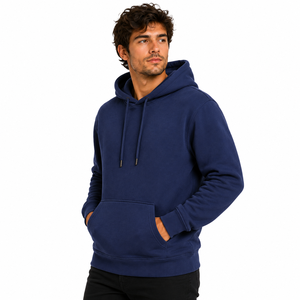 Sweat-shirt classique à capuche pour homme en polaire premium respirant, coupe oversize, manches longues, avec poche kangourou, couleur unie - Product Image 5