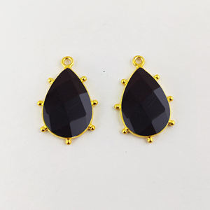 <b>Amethyst</b> Gemstone <b>Pendant</b> Pear Shape with Fancy Bezel Gold Vermeil February Birthstone for Jewelries Handcrafted in India - Product Image 4