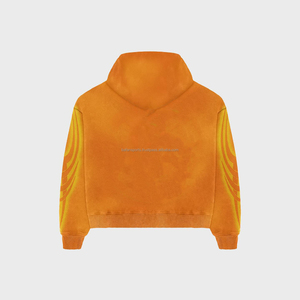 Survêtements de jogging à capuche vintage délavés à l'acide pour hommes 100% coton pantalon évasé solide survêtement imprimé - Product Image 3